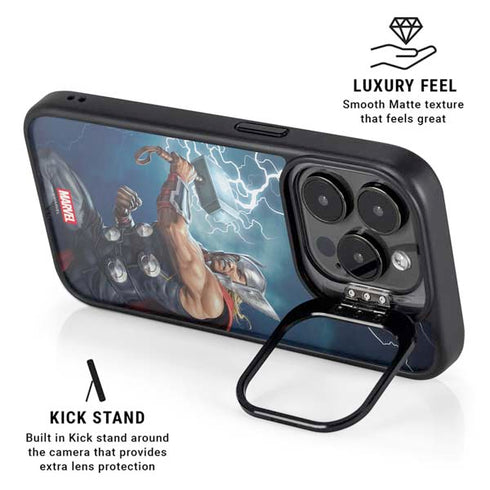 Marvel Thor Thor and Mjolnir iPhone 14 Pro Kickstand Case
